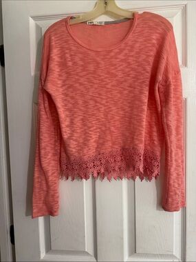CORAL Lattice-Hem Long Sleeve Top - Women